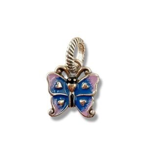 Brighton Secret Garden Butterfly Charm Purple & Blue Enamel Silvertone